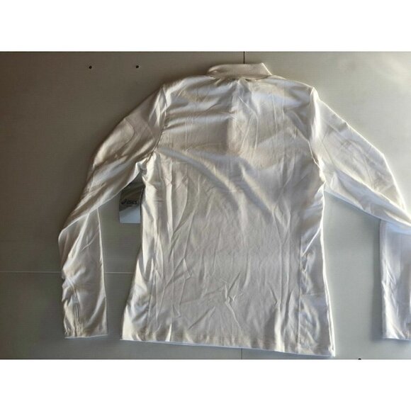 ASICS Womens White Active Soft Quarter Zip Mock Neck Thumbhole Pullover Size S - Picture 7 of 9